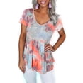 thumbnail image 2 of VEKDONE 2025 Womens Casual Short Sleeve Tunic Tops Scoop Neck T Shirts Tie Dye Vintage Summer Loose Fit Tunics Blouse, 2 of 6