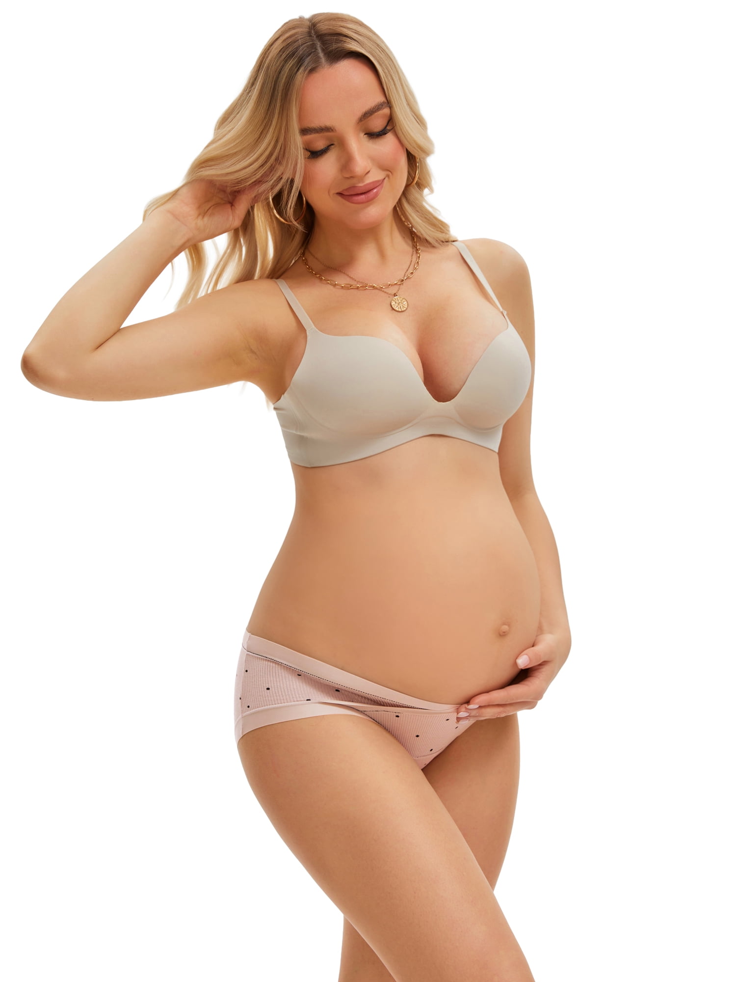 DARING DIVA Women's Low Rise Pregnancy Briefs V-Cut Waist Belly Support Underwear XXL Pink