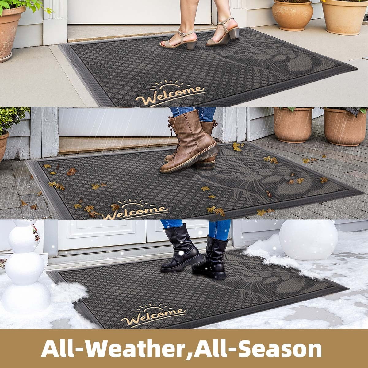PABUBE Outdoor Doormat,American Shorthair Welcome Mat, Heavy Duty Durable Doormat Outdoor Entrance, Non-Slip Dirt & Mud Trapper Outdoor Mat for Front Doors