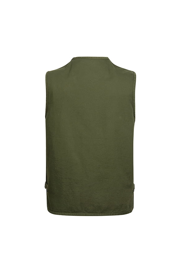 Men's V-Neck Sleeveless Solid Color Leisure Outdoor Vest Jacket Lightweight Vest With Pockets