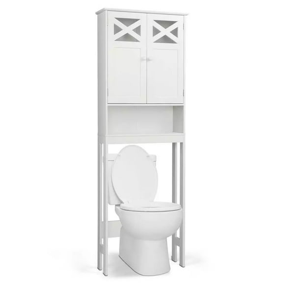 UPPYL Over The Toilet Storage Cabinet,Freestanding Toilet Rack Space Saving Storgae Cabinet with 2 Doors & Storage Shelf, Bathroom Cabinet Organizer Rack Over Toilet