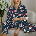 thumbnail image 6 of Hirioo Cherry Blossoms for Women's Pajama Sets 2 Piece Pjs Women's Long-Sleeved Pajama Set Button Down Sleepwear,S-XXL-X-Large, 6 of 7