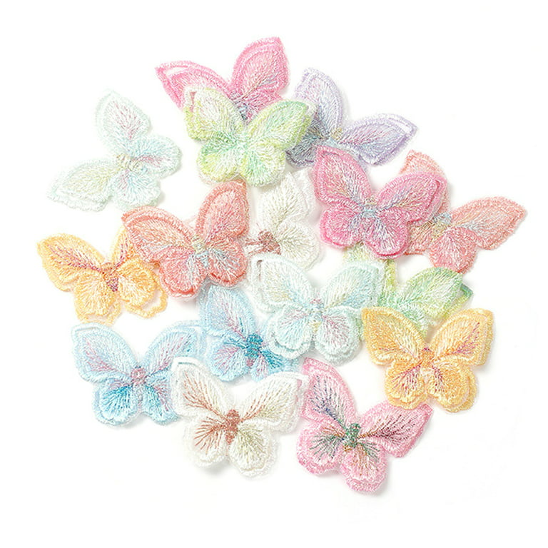 12pcs Multicolor Butterfly Iron on Patches Embroidered Motif