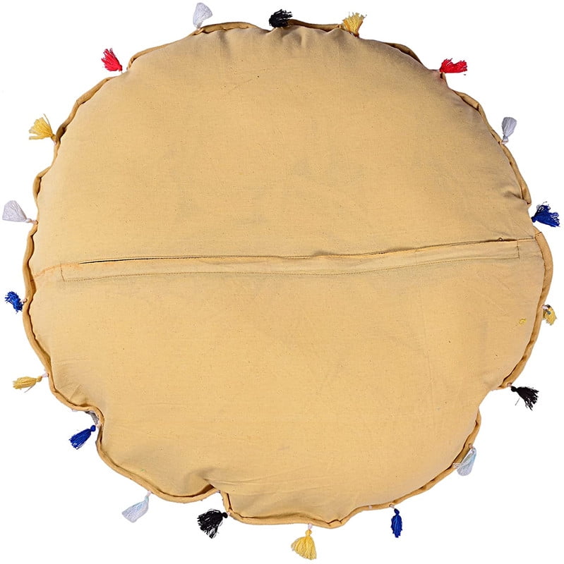 Indian Handmade Patchwork Codework Round Pouf Cover Ottoman Floor Pillow Cushion Seating Throw Decorative Pillow Cases