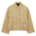 thumbnail image 3 of HH TRAF Chaqueta suelta de lentejuelas doradas de otoño para mujer Chaqueta bomber informal de manga larga brillante con bolsillos Abrigos de moda para mujer, 3 of 5