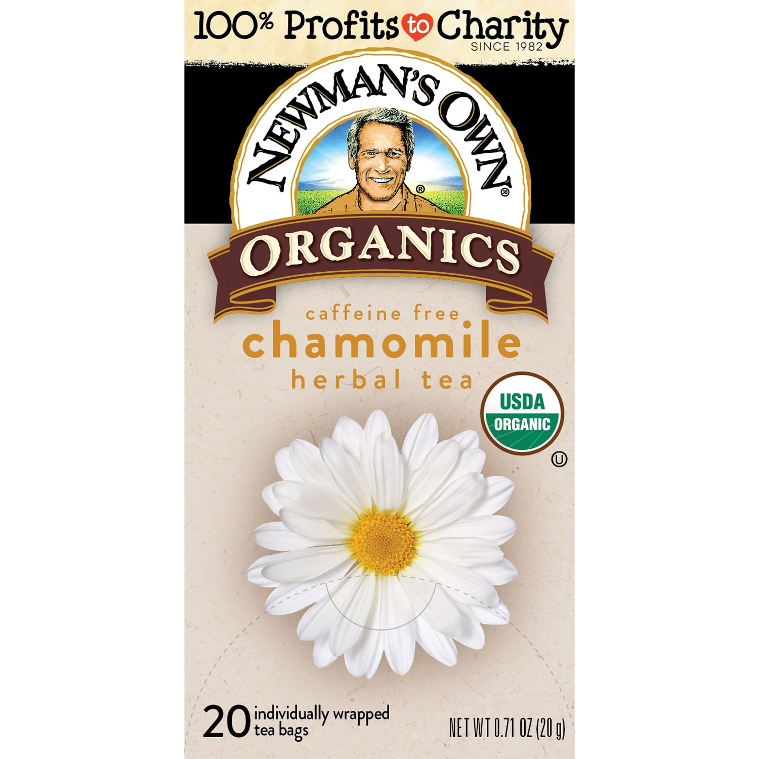 Newman's Own Organic Variety Pack Herbal Tea includes Sweet Cinnamon Spice, Ginger Green, Chamomile and Turmeric Ginger Tea 20 Individually Wrapped Tea Bags Per Box (4 Pack) USDA Certified and Kosher