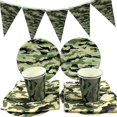 thumbnail image 3 of 41 Pack Camouflage Disposable Tableware, Camouflage Party Supplies With Camo Plates Cups Napkins And Triangle Banner For Army Military Hunting Themed, 3 of 4
