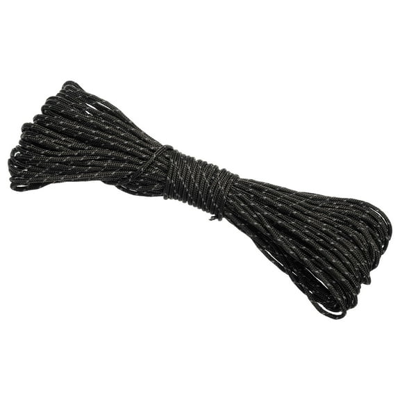 Uxcell 65 Feet Reflective Guyline Camping Paracord 2mm Nylon Tent Cord Guyline Rope Black