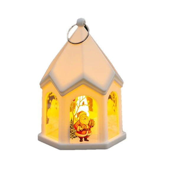 SLYNSHome LED Christmas Santa Lantern Decoration Christmas Tabletop Lights Ornament,Hanging Lantern Lamp Table Centerpiece Xmas Handheld Landscape Lights for Home Party (Santa,White)