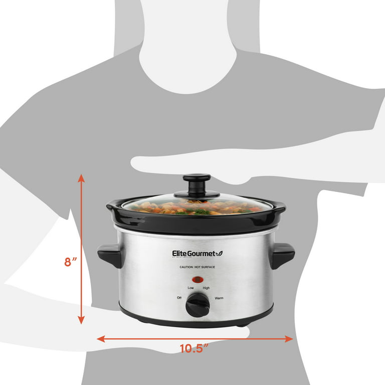 Elite Gourmet 1.5-Quart Stainless Steel Round Slow Cooker at