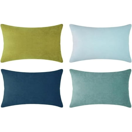 

Decorative Throw Pillow Covers Cushion Cases Set of 2 Soft Velvet Modern Designs Mix and Match for Home Decor Pillow Inserts Not Included (16x16 inch Green/Blue)