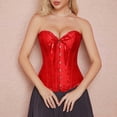 thumbnail image 2 of Women's Lace Overbust Corset Top Push Up Bustier Bodysuit Shapewear with Adjustable Straps Back Lace Up Closure, 2 of 9