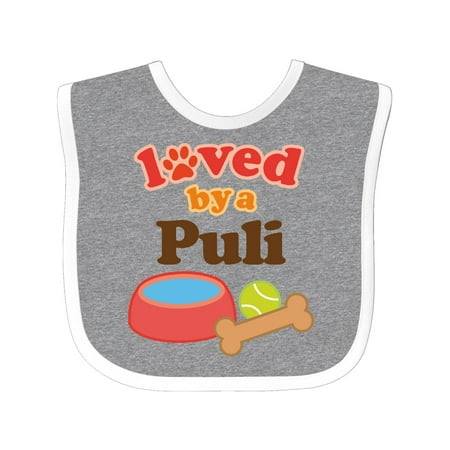 Puli Loved By A (Dog Breed) Baby Bib Heather/White One (Best Dog Breeds For Toddlers)