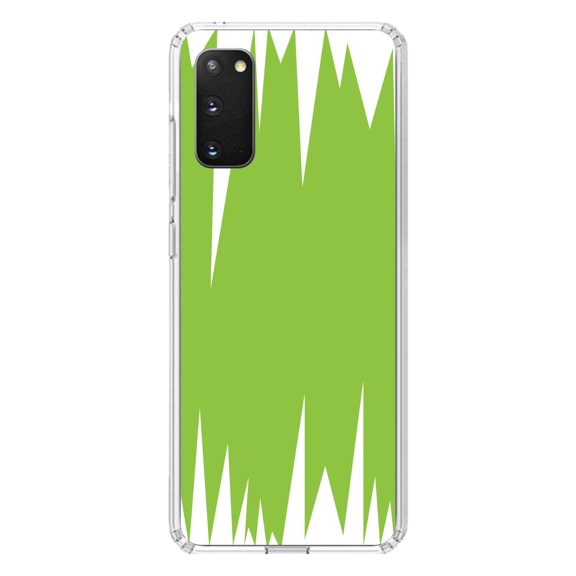 DistinctInk Clear Shockproof Hybrid Case for Galaxy S20 PLUS / 5G (6.7" Screen) - TPU Bumper, Acrylic Back, Tempered Glass Screen Protector - Lime Green White Spikes