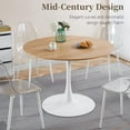 thumbnail video image 2 of Miniyam 42" Round Pedestal Dining Table for 4-6, Small Kitchen Table with Wood Top, Oak, 2 of 8