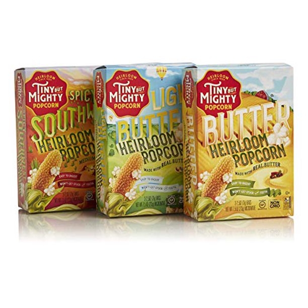 Tiny But Mighty Microwave Popcorn Variety Pack 1 Butter, 1 Light