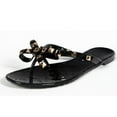 thumbnail image 2 of Women Jelly flip Flop Bow Sandals-Beach Flat Rivets Rain Ankle Strap Thong Black, 2 of 5