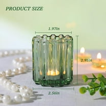 6 PCS Green Glass Votive Candle Holder - Tealight Candle Holder for Wedding Centerpieces & Dinner Party Decor