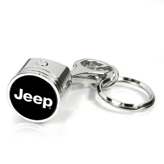 Jeep Piston Style Chrome Metal Key Chain