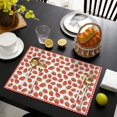 thumbnail image 4 of Set of 4 Dining Table Placemats, Flax Linen Heat Resistant Wrinkle Free Mats, Strawberry and Red Berry Print for Summer Kitchen and Sweet Fruit Lovers, 4 of 6