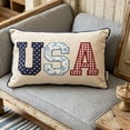 thumbnail image 4 of Luckky USA Patriotic Lumbar Throw Pillow,Red White Blue Embroidered Floral Decorative Pillow,Soft Accent Cushion for Home Sofa,Couch,Bedroom,Holiday & Patriotic Decor, 4 of 6