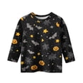 thumbnail image 5 of Abcomgle Halloween Shirts for Girls Size 6-8 Spooky Bat Spider Graphic T Shirts for Girls Crewneck 3/4 Sleeve T-Shirts for Girls Fall Funny Scary Top for Girls,3-4 Years, 5 of 5