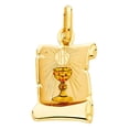 thumbnail image 1 of Precious Stars 14K Yellow Gold Children's First Communion Scroll Pendant - No Chain, Pendant Only, 1 of 3