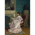 thumbnail image 2 of Auguste Toulmouche 11x14 Black Ornate Wood Framed Double Matted Museum Art Print Titled: By the Fire (1878), 2 of 5