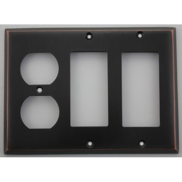 Classic Accents Oil Rubbed Bronze 3 Gang Wall Plate 1 Duplex Outlet 2