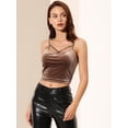 thumbnail image 2 of INSPIRE CHIC Camiseta sin mangas con tirantes finos de terciopelo y tirantes finos para mujer Marrón M, 2 of 6