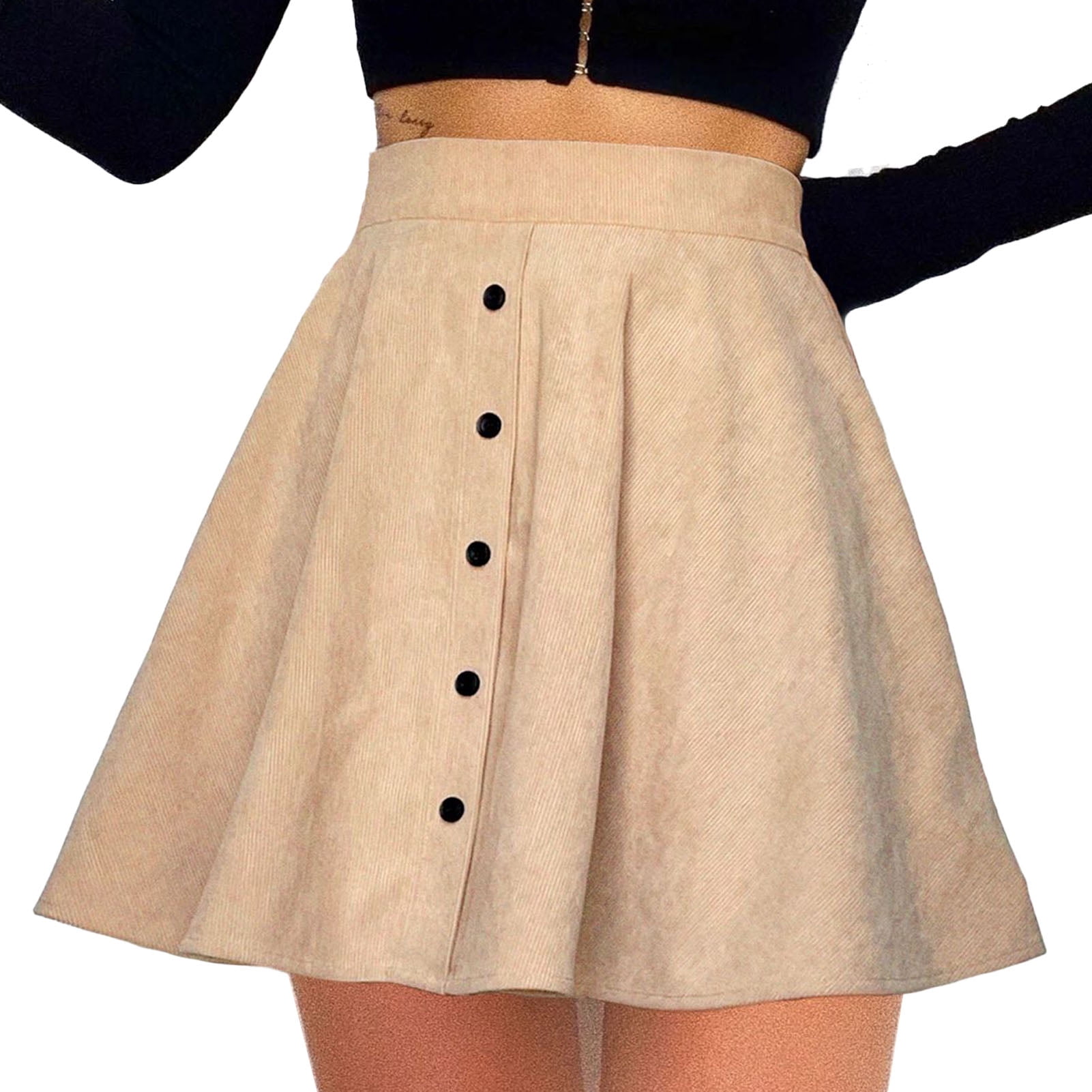 Mini Short Skirt, Pleated Pure Color Fashion Zipper High Waist