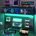 thumbnail image 4 of SEDETA L Shaped Gaming Desk with LED Lights, Pegboard and Drawers, Gaming Desk with Hutch, Computer Desk with Monitor Stand, Storage Shelves, Home Office Desk Corner Desk, Gaming Table, Black, 4 of 9