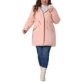 thumbnail image 3 of DARING DIVA Women's Plus Size Faux Fur Lined Long Anorak with Hood 1X Pink, 3 of 6