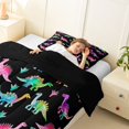 thumbnail image 4 of Feelyou Rainbow Cartoon Dinosaur Twin Comforter Sets for Kids Boys Girls, Cute Prehistoric Wildlife Bedding Set, Black, Black Reversible, 2-Piece, 4 of 6