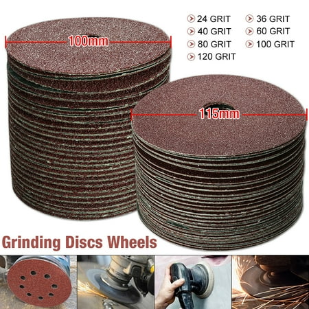 Blanchard Surface Grinder - 50pcs 100mm Sanding Discs Fibre Sander Grinding Sheets Sandpaper Wheels 24-120 Grit for grinder Angle Grinder Surface Rust
