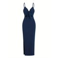thumbnail image 3 of Vibrant V-Neck Cami Dress Sexy Cut Out Split Hem Sleeveless Flowy Essential, 3 of 13