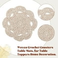 thumbnail image 6 of 6Pcs Round Cotton Lace Coasters 5.91inch/15cm Crochet Table Placemats Vintage Small Handmade Crocheted Doilies Cup Mat for Wedding Tea Party Table Decoration Dining Room Beige White, 6 of 9