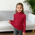 thumbnail image 6 of XIMIN Kids Girls Solid Color Ribbed Knitted Shirts Mock Neck Tee Top Turtleneck Long Sleeve Basic Fall Winter Casual Slim Fit Base Layer Pullover Tee, 6 of 7