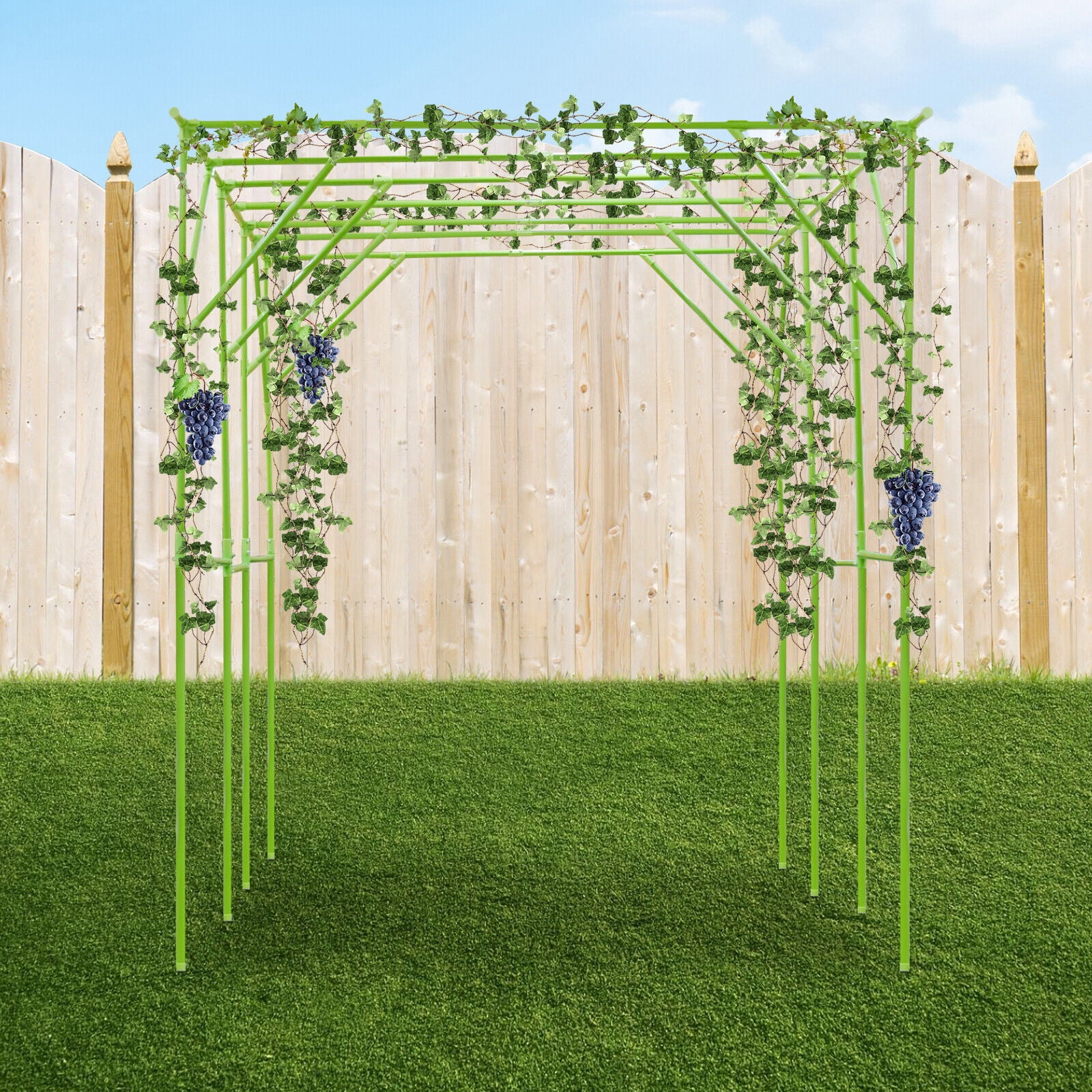 10ft Tall Green Garden Trellis - Heavy Duty Steel PE-Coated Plant Support for Climbing Vegetables, Fruits & Flowers (Tomatoes/Cucumbers/Grapes)