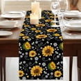 thumbnail image 3 of Table Runners 72 Inches Long Dress Scarves, Black Yellow Sunflower Farmhouse Kitchen/Dining Table Runner, Coffee Tablerunners, Summer Botanical Farmhouse Floral 13x72 Inch, 3 of 9
