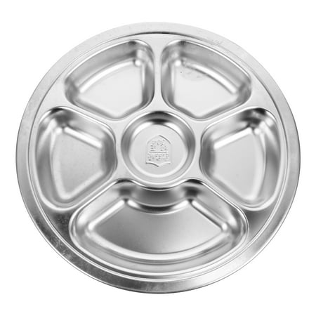 

1pc Stainless Steel Dinner Divided Plate Divided Food Serving Tray for Home