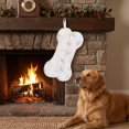 thumbnail image 4 of Snowy White Plush Pet Dog Christmas Stocking, Silver Snowflake Sequin Dog Christmas Stockings Large Bone Shape Faux Fur, Hanging Christmas Holiday Season Party Decor for Pets Dogs, 16in, 4 of 6