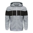 thumbnail image 1 of Pisexur Mens Winter Jacket Man Color Match Drawstring Zipper Pockets Hooded Coat Mens Winter Coat Windbreaker Jacket Warming Jacket, 1 of 3