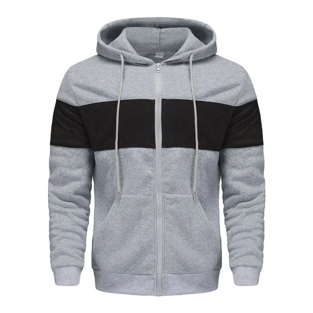 Pisexur Mens Winter Jacket Man Color Match Drawstring Zipper Pockets Hooded Coat Mens Winter Coat Windbreaker Jacket Warming Jacket