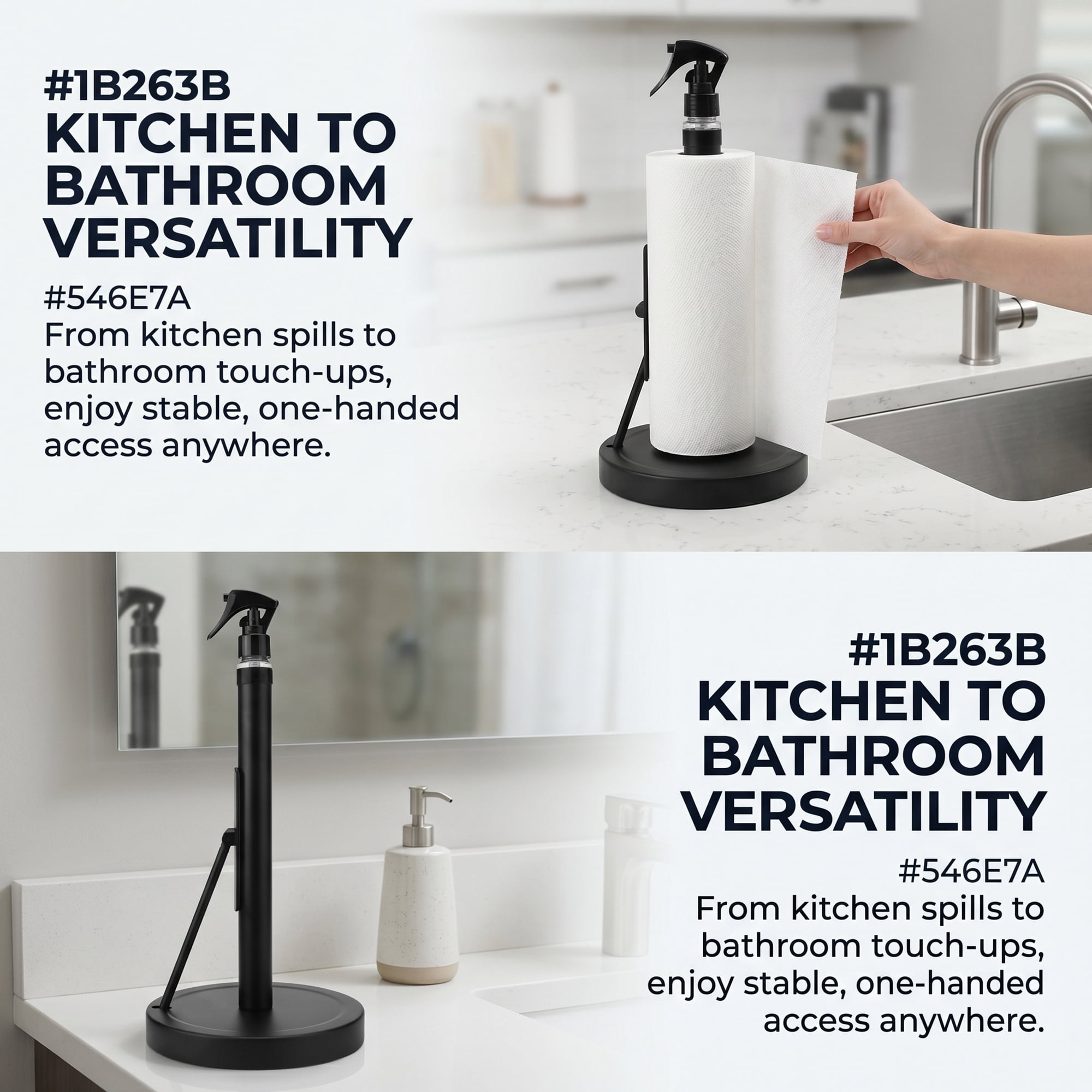 Unique Bargains Countertop Base Stainless Steel Paper Towel Holder Black 14.4x7.1inch