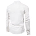 thumbnail image 3 of Men's Casual Cotton Shirt Long Sleeve Stand Collar Henley Shirt Tops White 4XL, 3 of 3