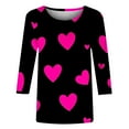 thumbnail image 5 of Plus Size T-Shirts Womens Valentines Day Tops Gradient Cute Heart Print Tee Trendy 3/4 Sleeve Gifts, 5 of 5