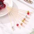 thumbnail image 3 of Uxcell 100Pcs Palillos de Cóctel de Perla de Bambú para Bebidas, Comida y Frutas, Oro Rosa, 3 of 6