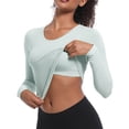 thumbnail image 4 of Sevevn Women's Casual Fashion Solid Color Sports Yoga Quick Drying Long Sleeved Top Gray L Family Gifts, 4 of 8