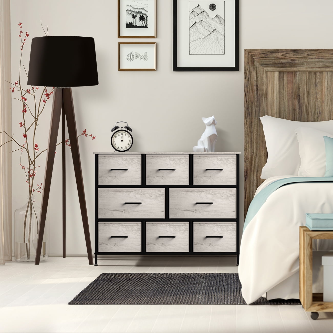 Sorbus Dresser with 8 Fabric Drawers – Wide Storage Chest, Collapsible & Portable TV Stand – Organizing for Bedroom & Living Room, Greige